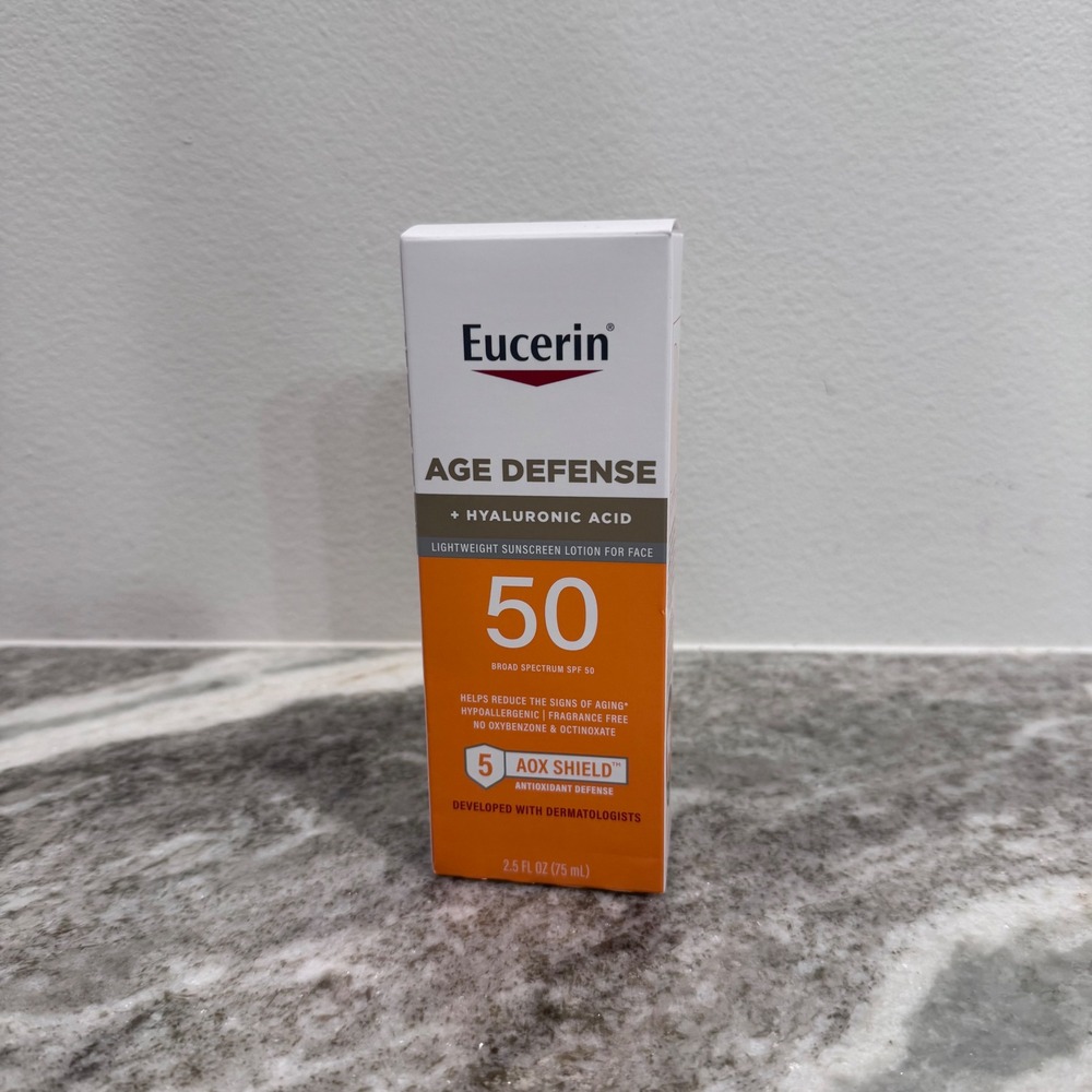 Eucerin Age Defense Face Sunscreen Lotion SPF 50 Hyaluronic Acid 2.5oz